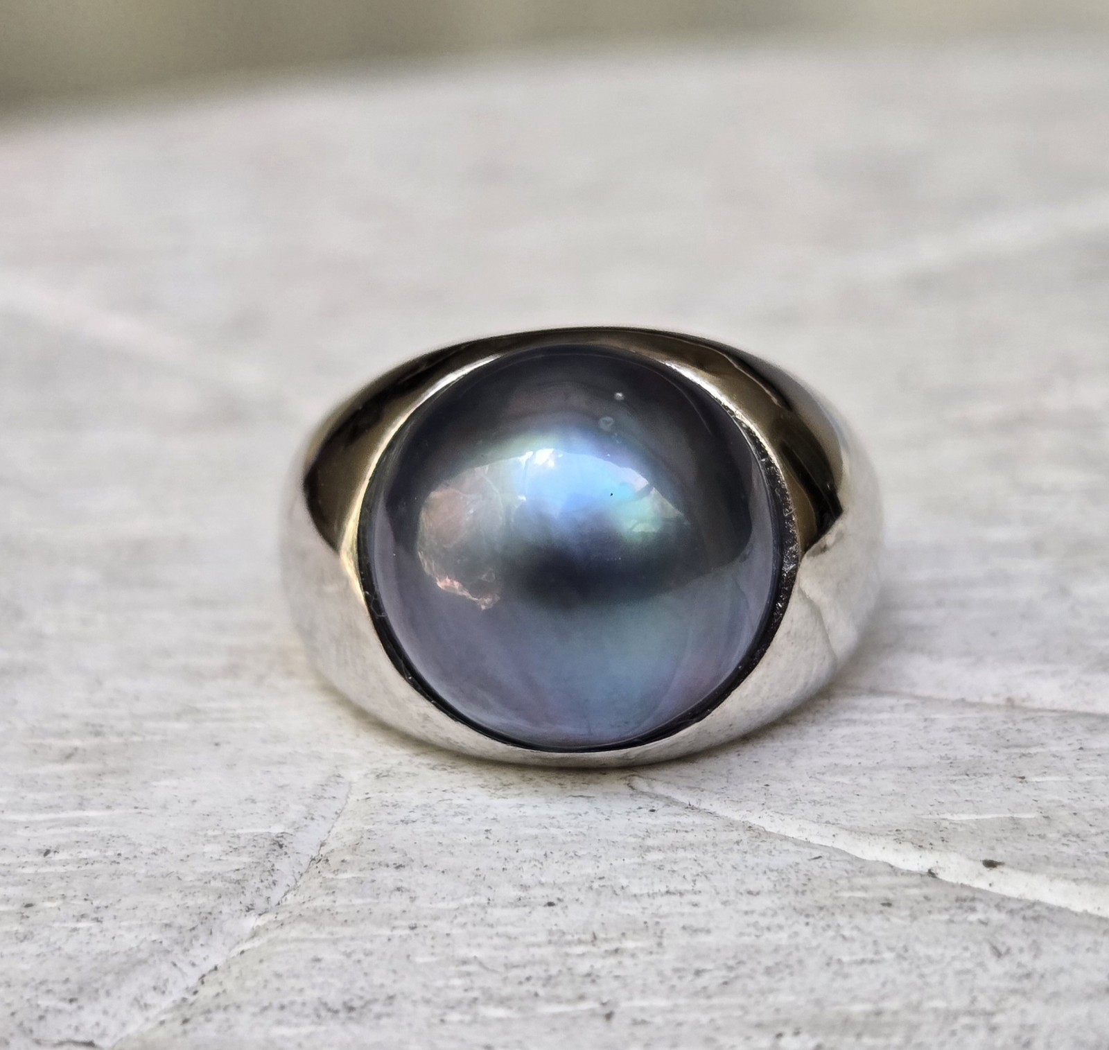 13mm Mabe Pearl Sterling Silver Ring