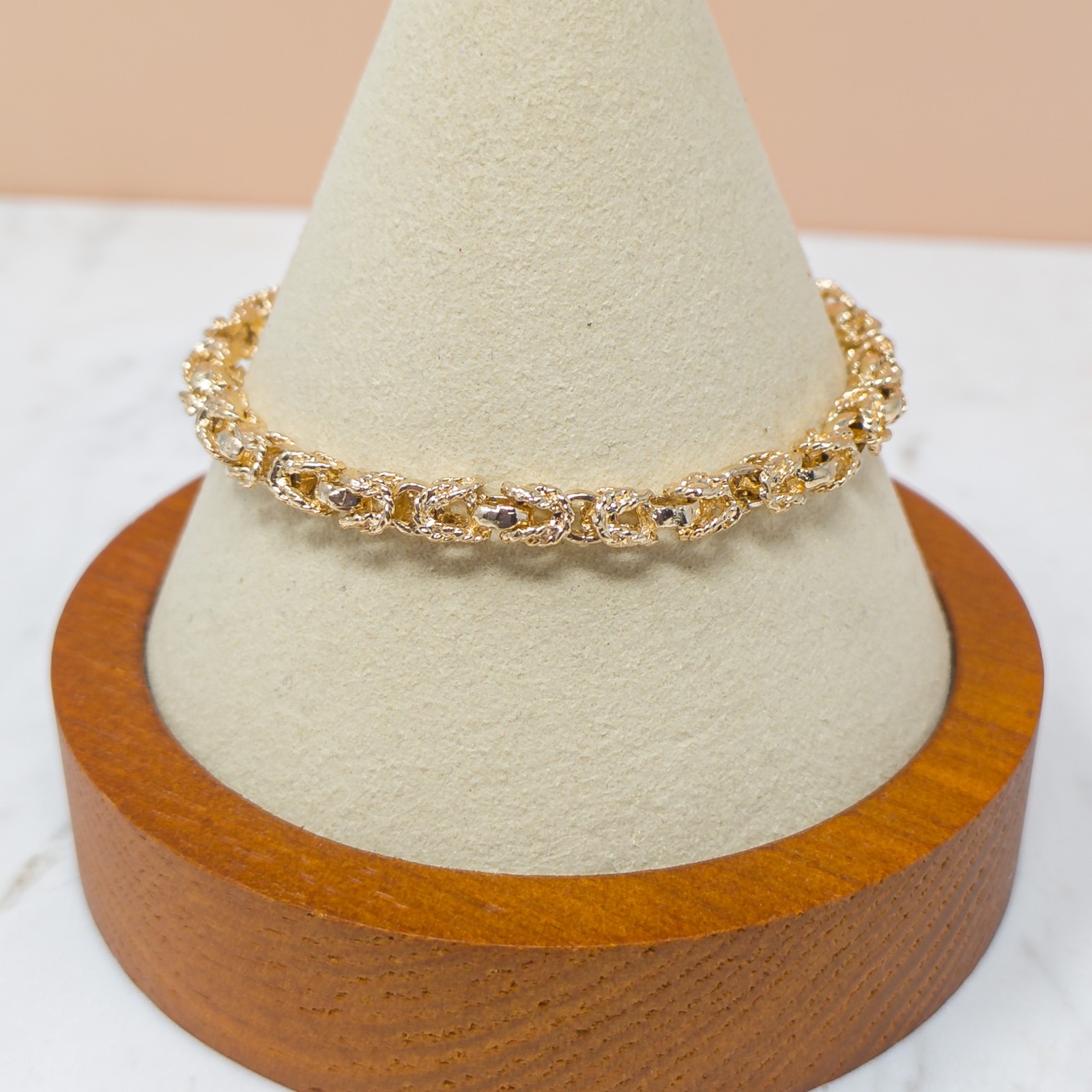 14K Byzantine Style Gold Bracelet 7″ 14.9g Classic Link