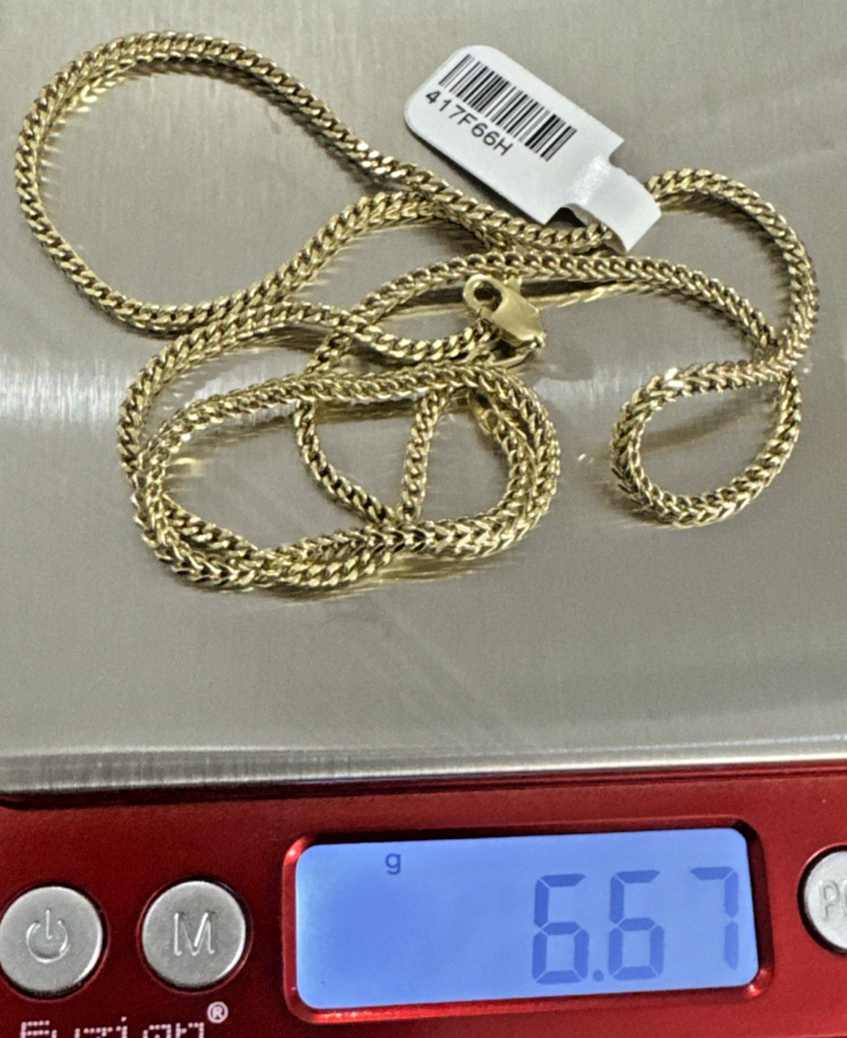 10KT Real Gold Franco Hollow 6.6grams 2.3mm x 2mm 22” Starz Brand New with tag
