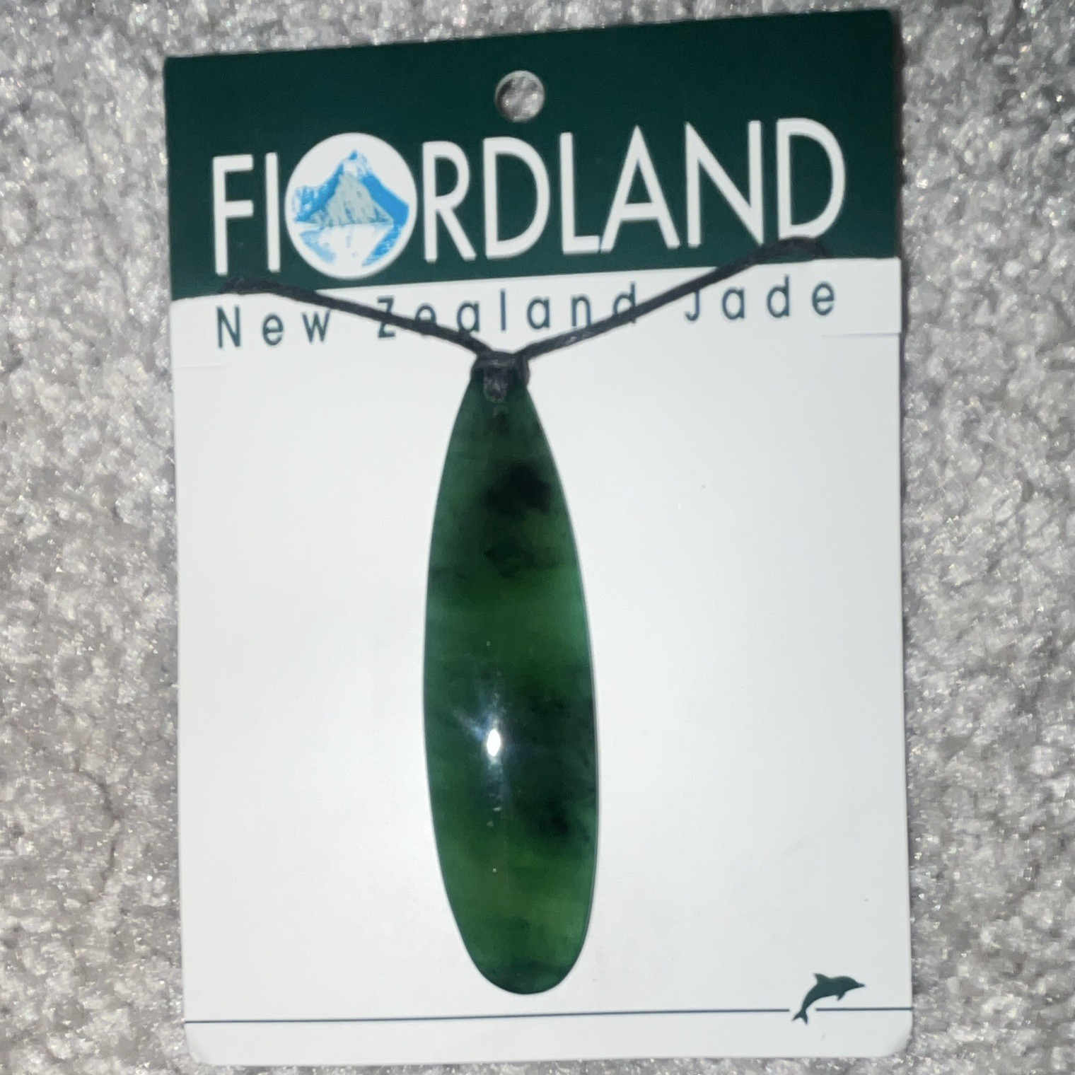 New Zealand Nephrite Jade Teardrop Amulet Pendant Cord Necklace rare