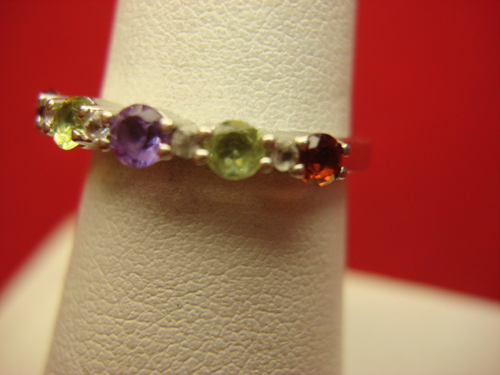 STERLING SILVER GEMSTONE RING – 3 DIFF. STONES – SIZE 7 – NICE