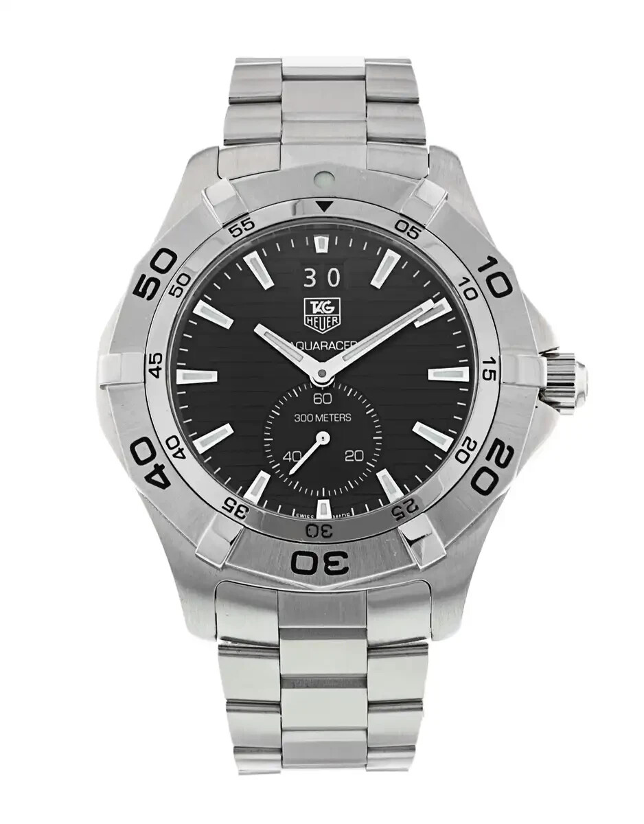 TAG Heuer men black Aquaracer swiss link monza autavia watch 300m WAF1014.BA0822