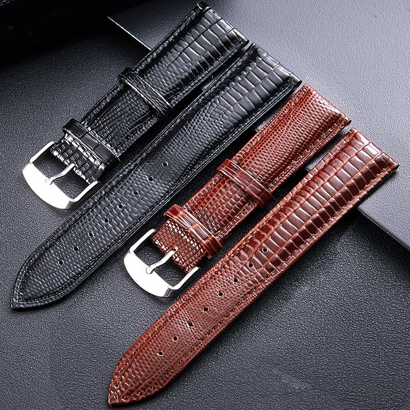 Leather Watch Strap Lizard Pattern Pin Buckle 12mm 14mm 16mm 18mm 20mm