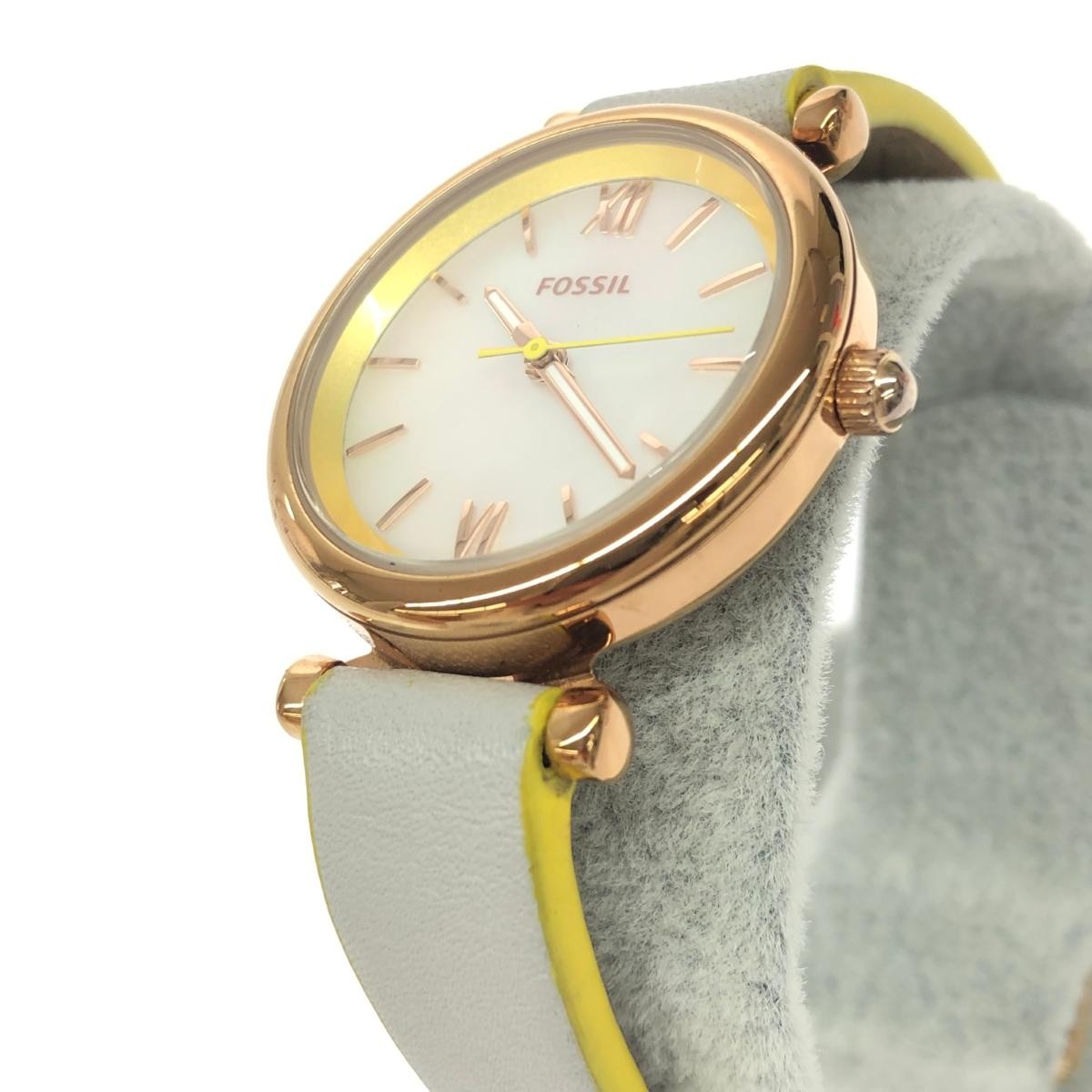 Fossil Watch Quartz SS Leather ES4834 Gold Color Gray Ladies Used