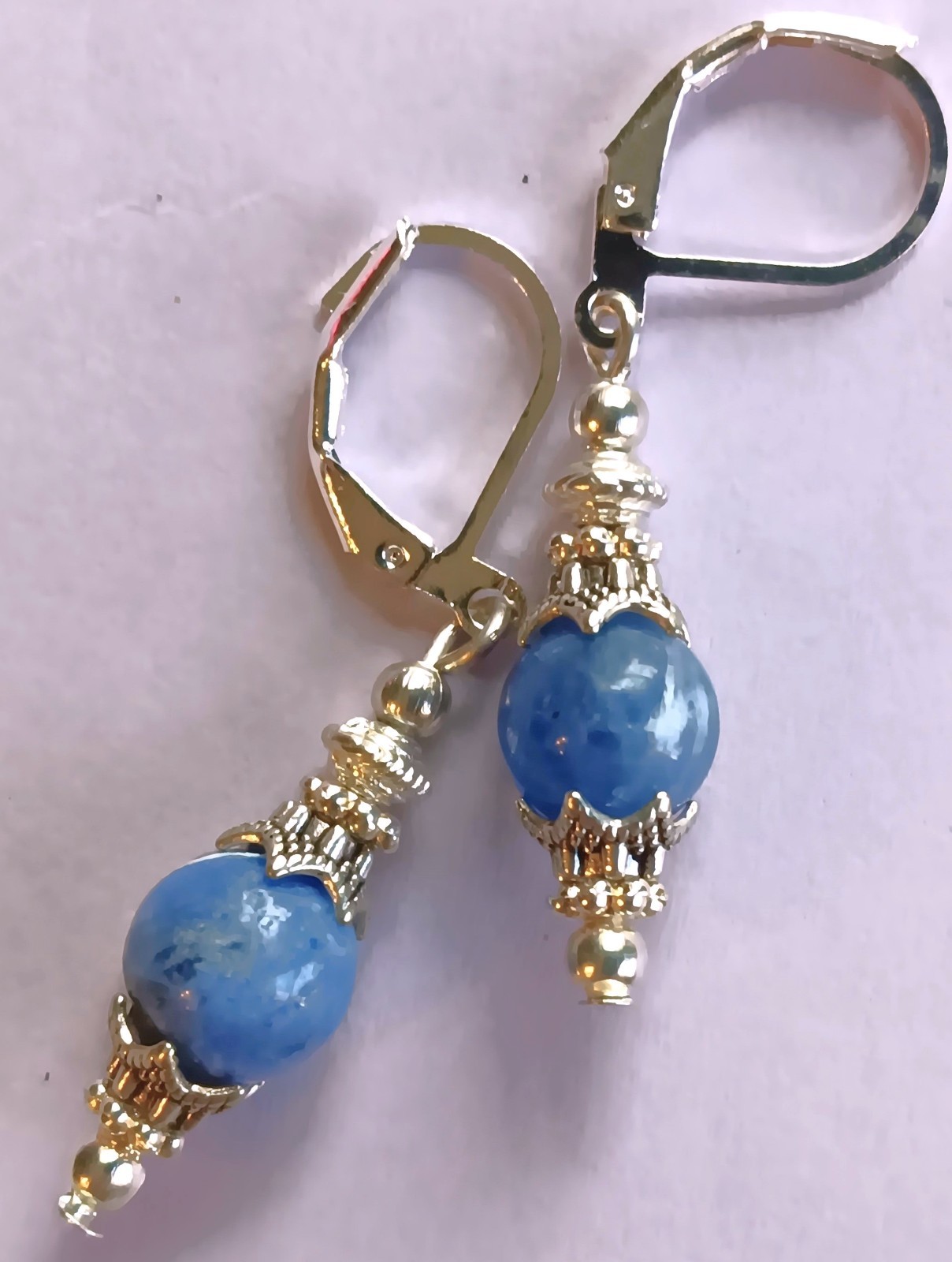 blue SODALITE drop earring SP LEVERBACK artisan #LA25