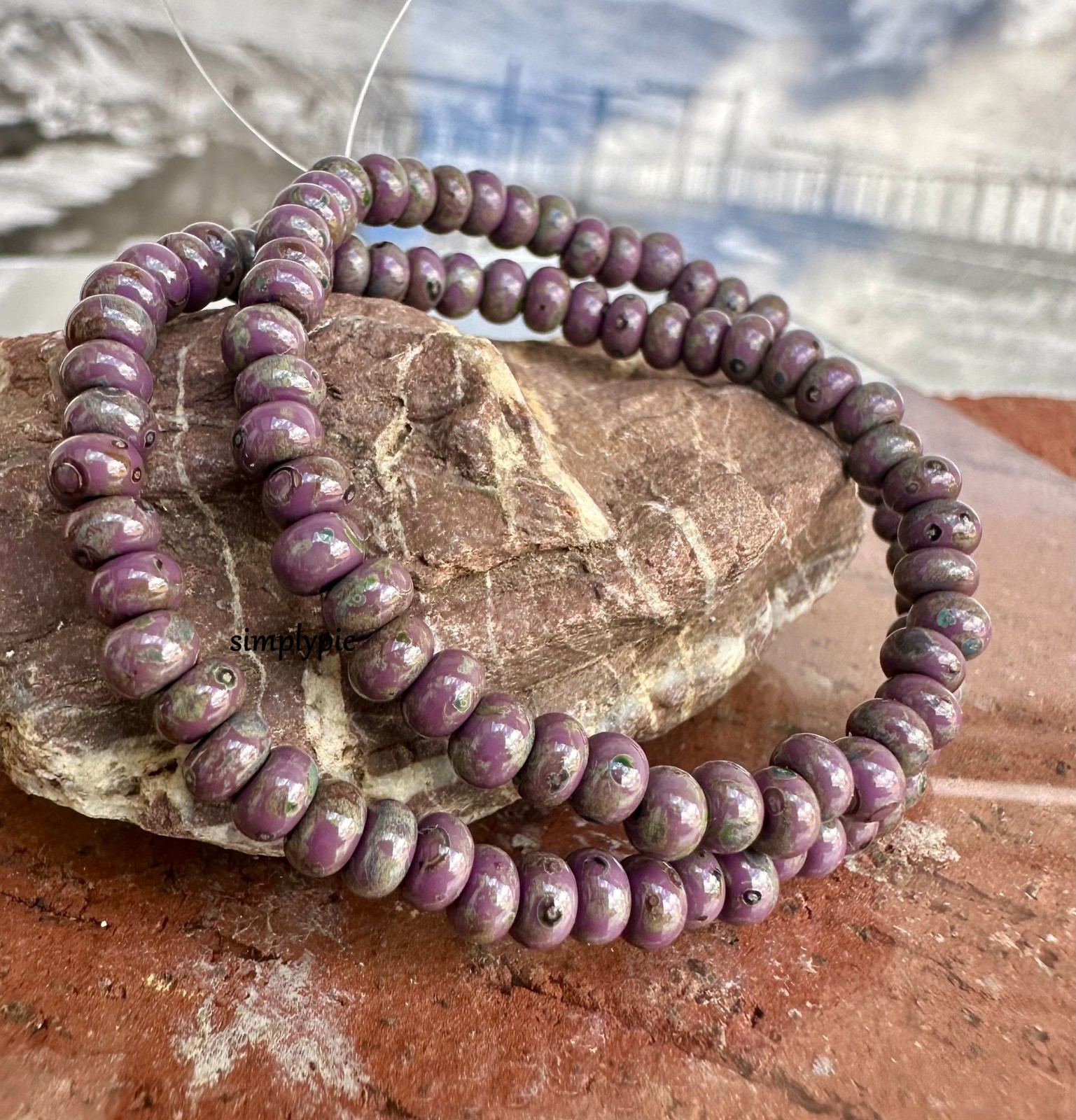 6/0 Czech Aged Lavender Picasso 10-Inch Strand Glass Seed Beads #FRO