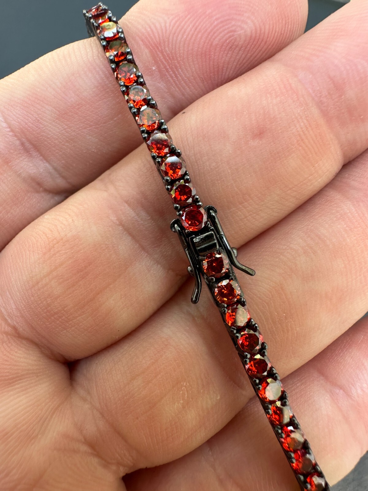 3mm Deep Red CZ Tennis Bracelet Real Iced 925 Sterling Silver Mens Ladies 6-8.5″