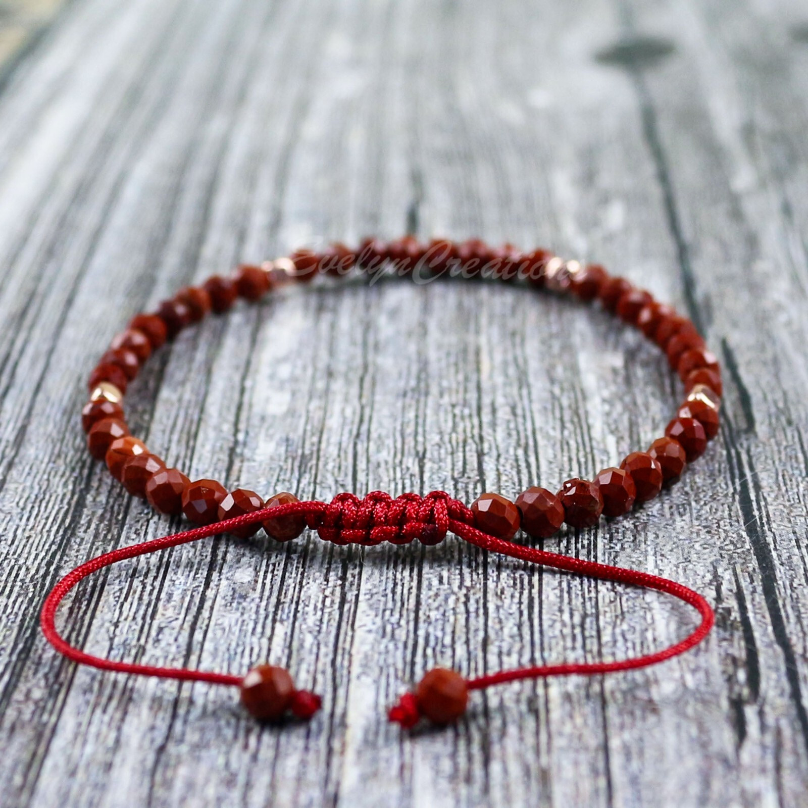Natural Red Jasper Stone Bracelet 3mm Beaded Crystal Gemstone Unisex Bracelet