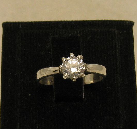 Elegant Sterling Silver Ring With 5.5mm Cubic Zirconia Stamped 925 Nickel Free