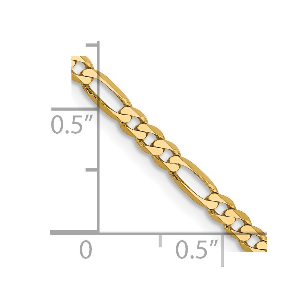 14k Yellow Gold 2.75mm Flat Figaro Link Chain Necklace 22 Inch