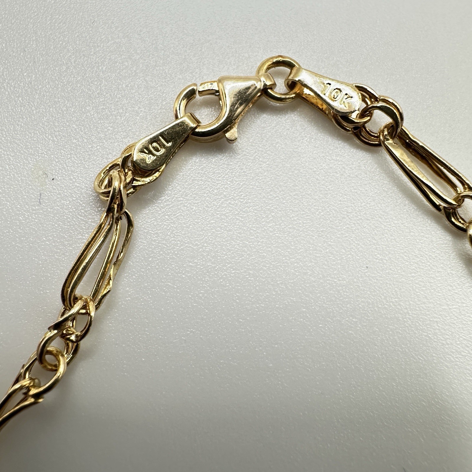 10K Solid Yellow Gold 7.5” Figaro Link Bracelet RL Peru 1.23g