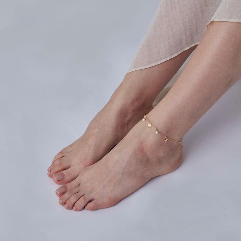 PERIMADE Seashell Starfish Charm Anklet • Shell Pearl Beach Friendship Anklet