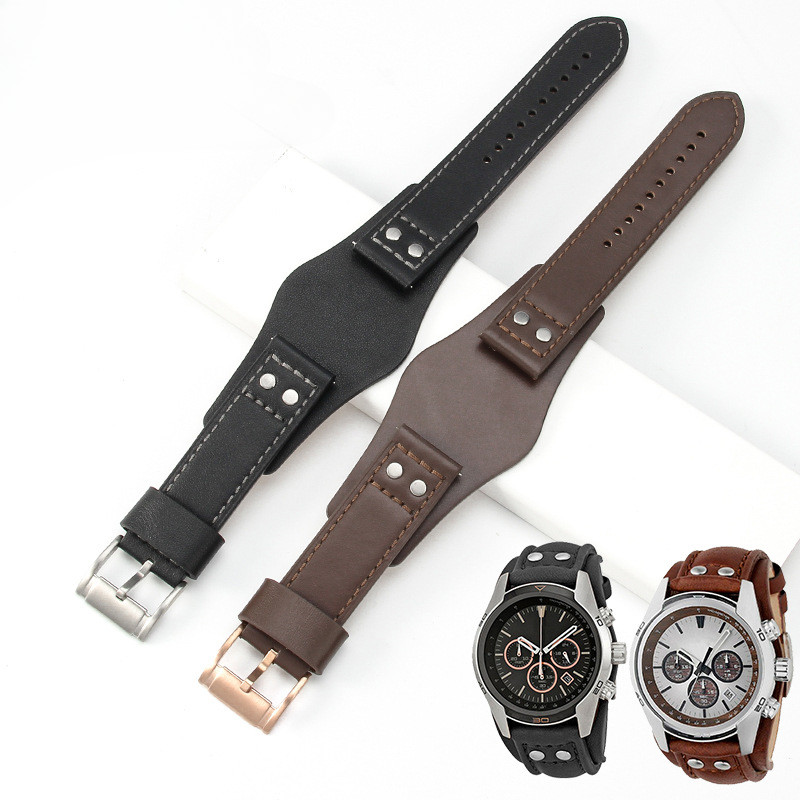 Premium Genuine Cowhide Leather Watch Straps mens Band Business for Fossil 22mm