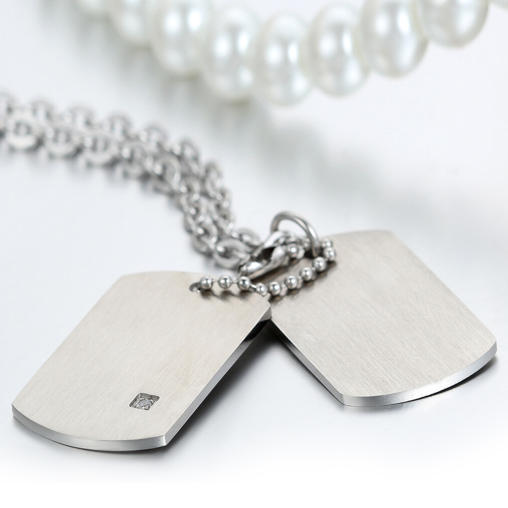 Stainless Steel Military Army Dog Tags Men Pendant Necklace with Free Engraving