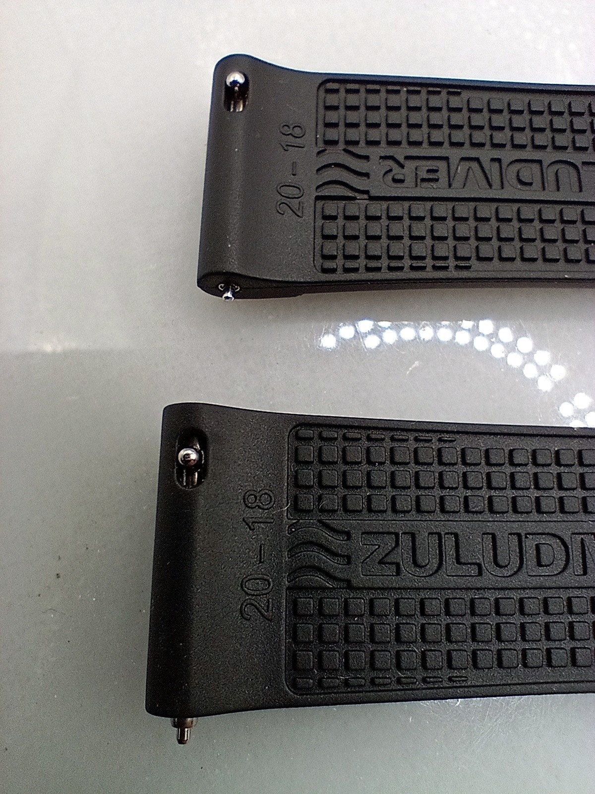 New 20mm Watchgecko Zuludiver HNBR Rubber Watch Strap Black Quick Release 6B360