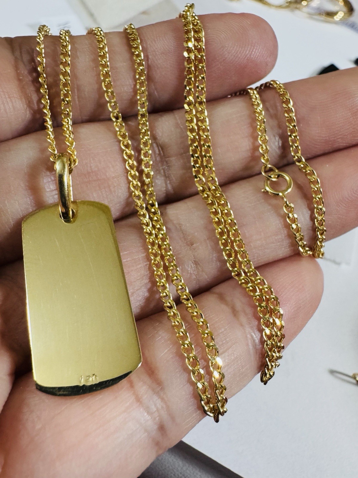 Rare Solid 18K 750 Gold Mens Woman’s Bar Necklace 24”/23.5” Long 11.82g 2.2mm