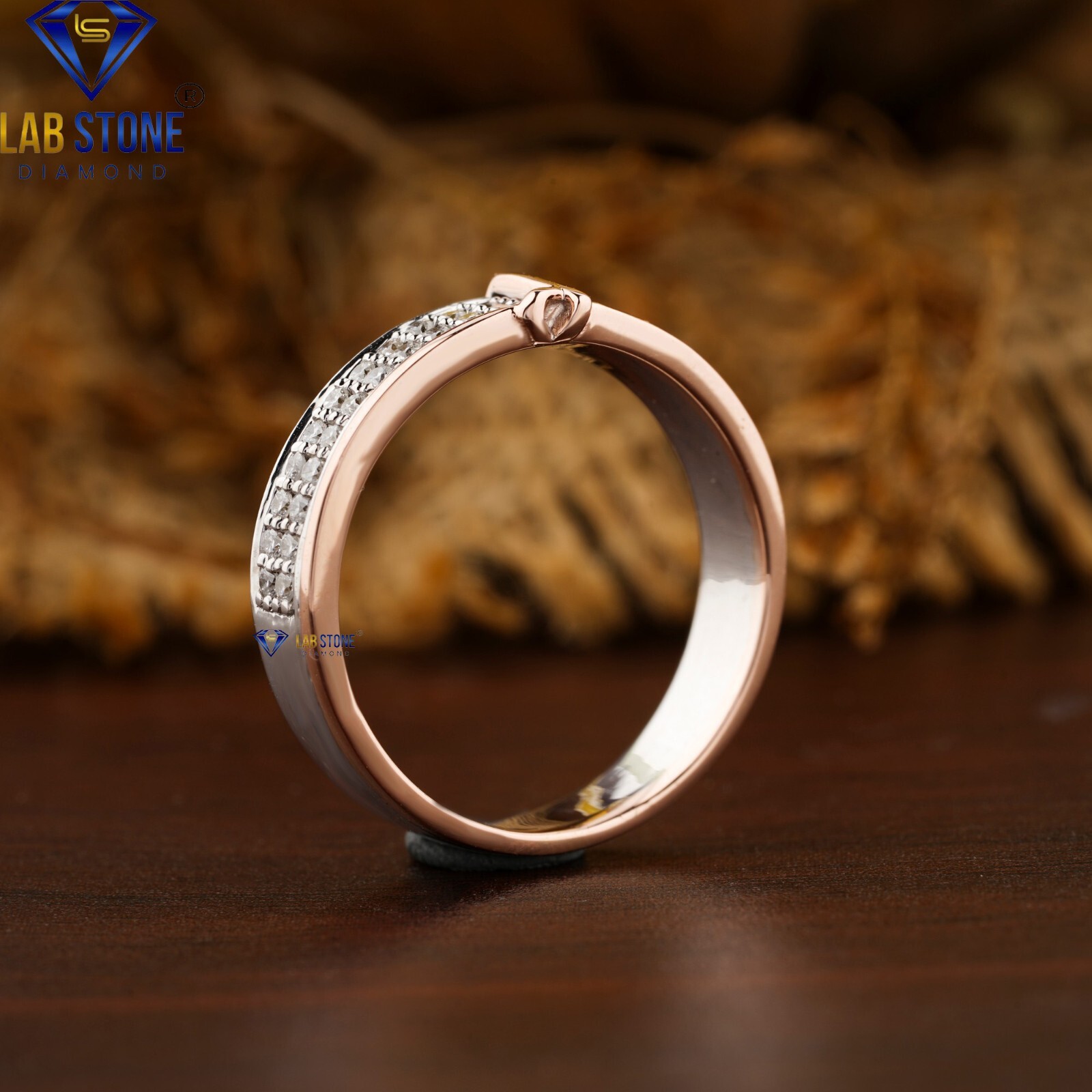 0.26 TDW Round Cut Lab-Created Diamond Rose & White Gold Ring EF Color VS Clarit