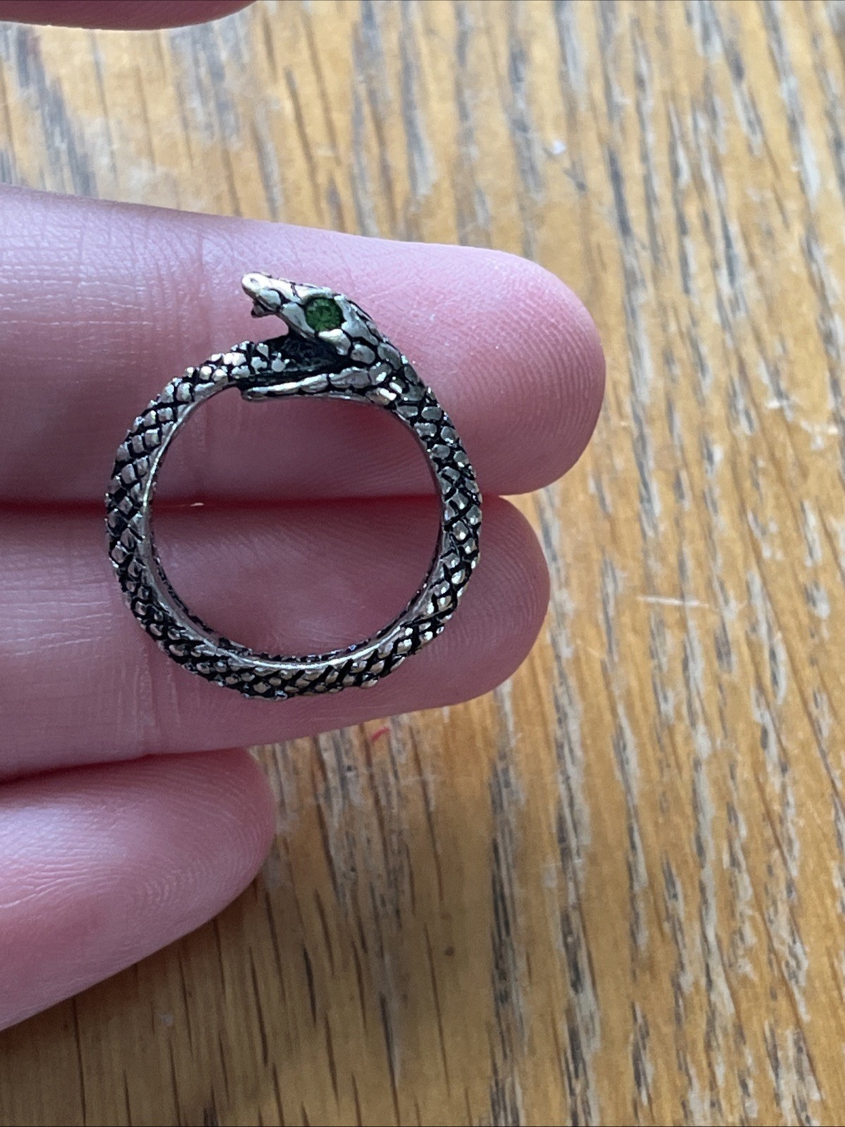 Alchemy England Sophia Serpent Ring Green Swarovski Pewter