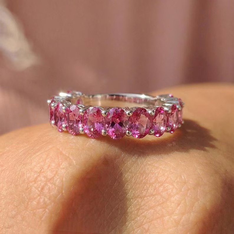 2.10 Ct Certified Stunning Pink Diamond 925 Silver Band Ring, Amazing Luster !
