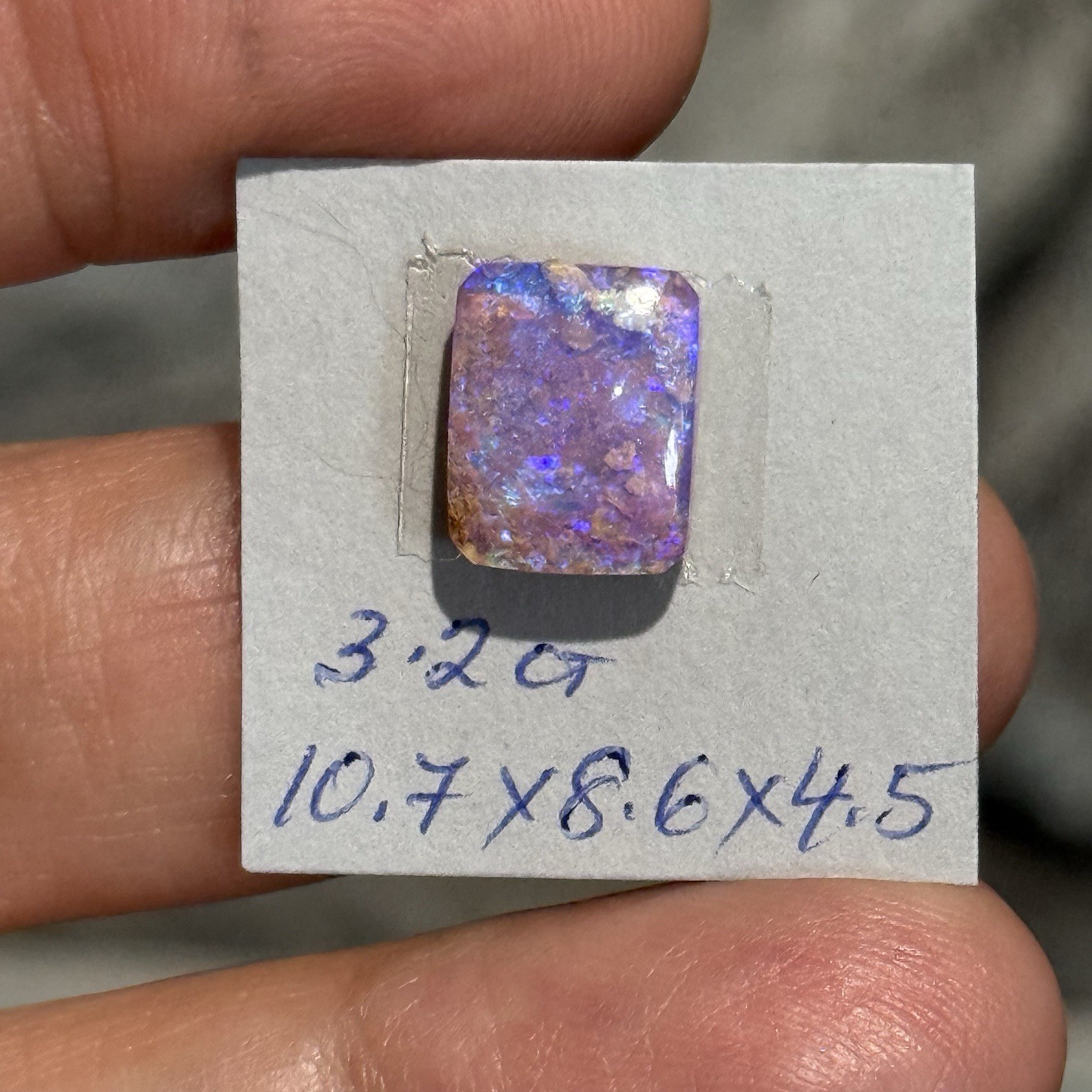 3.2ct 10.7×8.6×4.5mm Australian Boulder Purple Crystal Pipe Opal Cabochon Gem