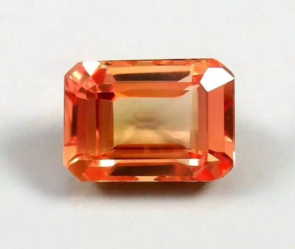 Natural Emerald Cut 9.03 Ct Peach Padparadscha Sapphire Loose Gemstone Certified