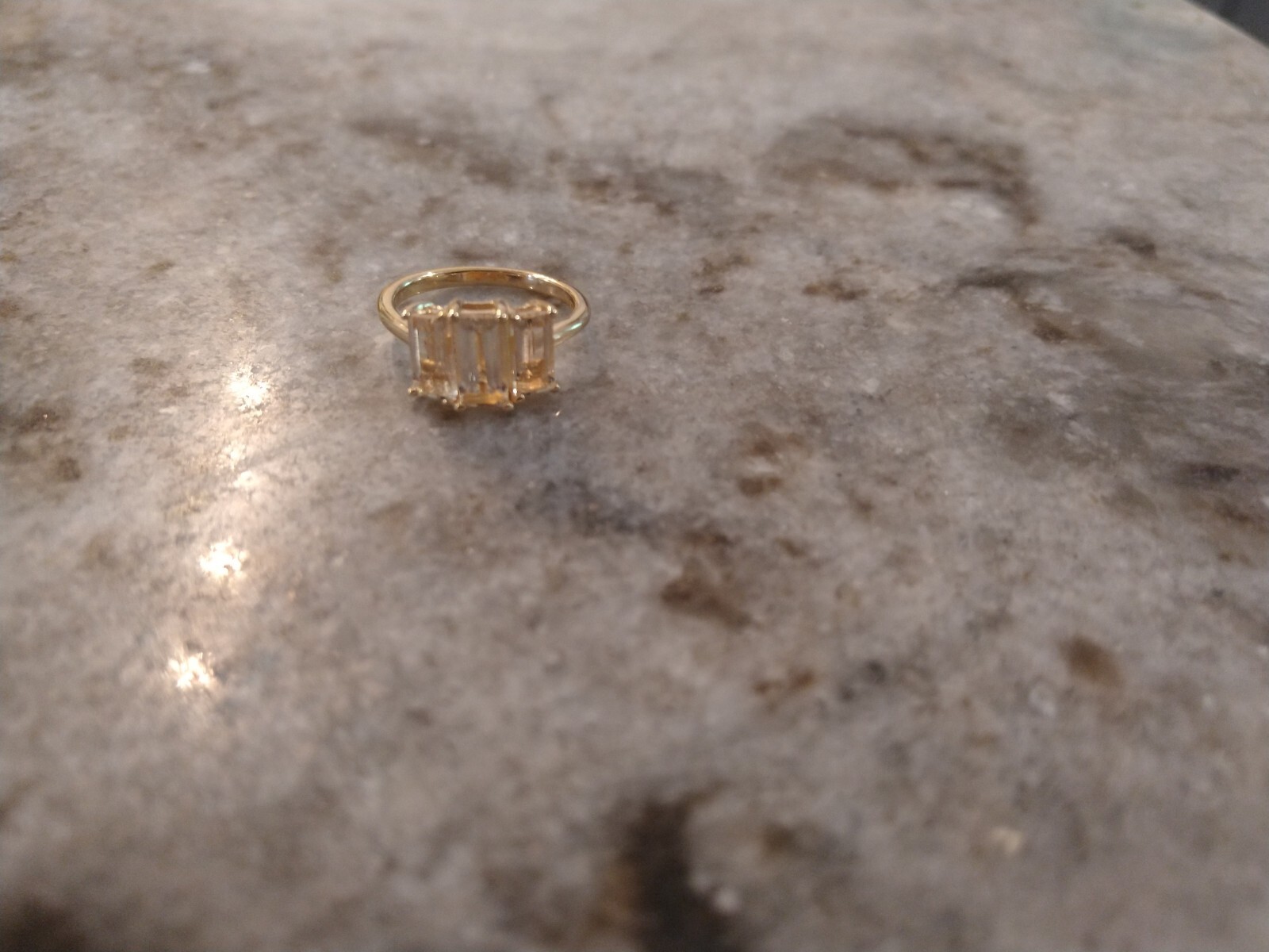 PREMIUM NATURAL GOLDEN IMPERIAL TOPAZ TRILOGY RING/VermeilRG/SS. Sz 5, 2.15TCW