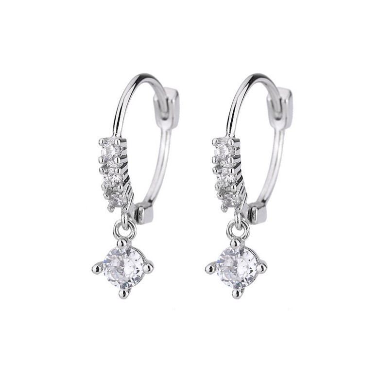 Sterling Silver CZ Children Girls Drop Huggie Hoop Earrings Christmas Gift PE35