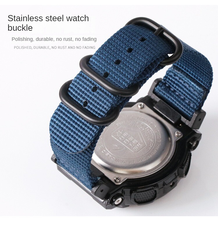 For Casio G-SHOCK Nylon Canvas Silicone sports Watch Band Strap Connector 16mm