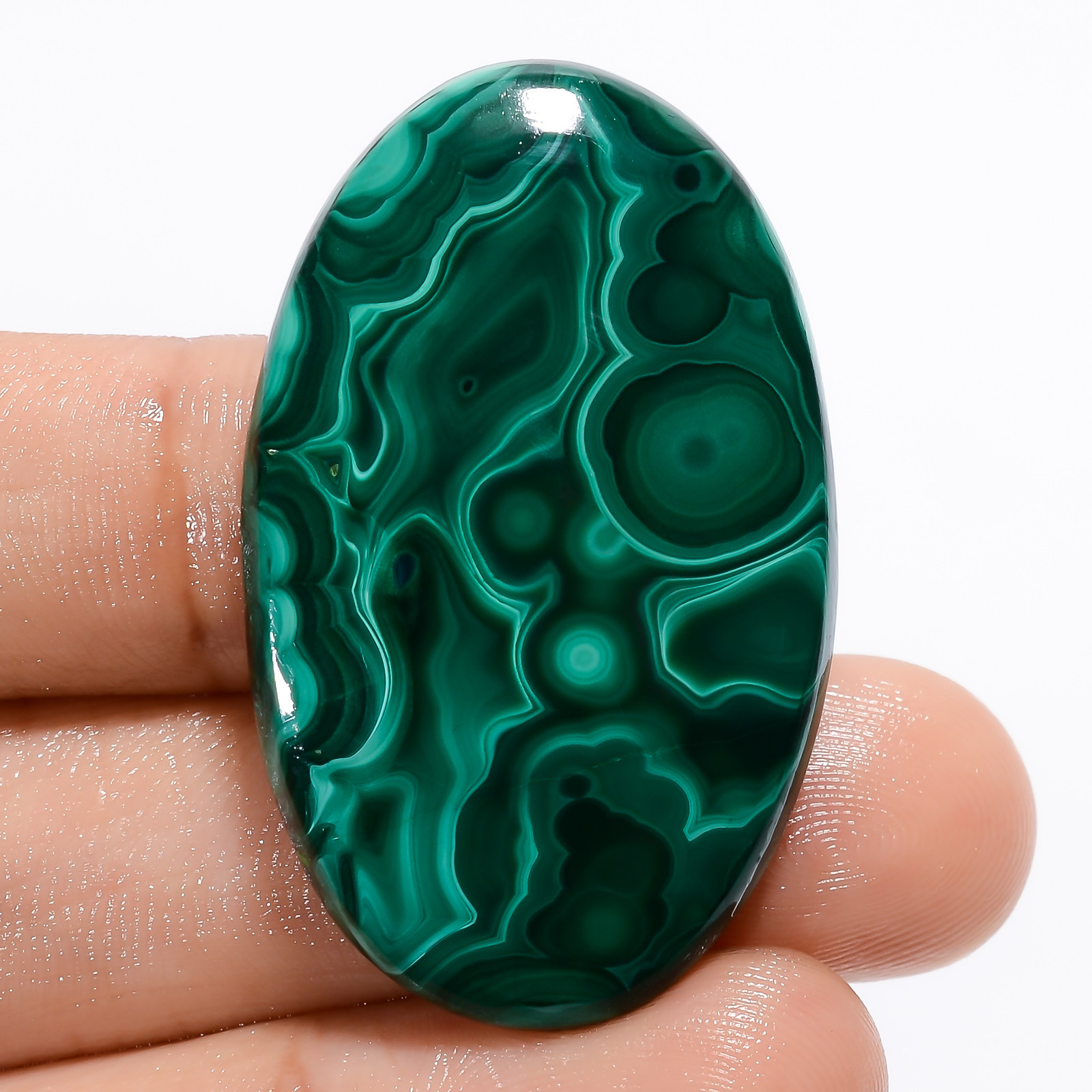 100% Natural Malachite Oval Shape Cabochon Loose Gemstone 74 Ct 40X24X5mm F410