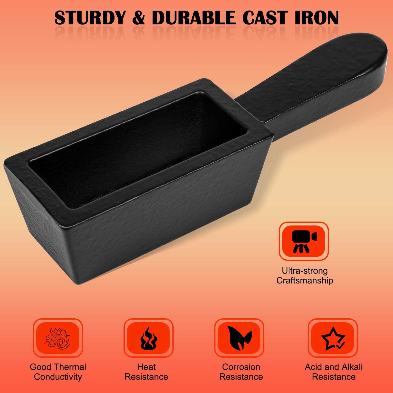 25 oz Troy Ounce Gold Bar Loaf Cast Iron Ingot Mold Perfect for Custom Smelti…