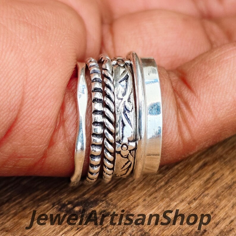 Stackable 925 Sterling Silver 6 Rings Set-Assorted Patterns-Minimalist Silver