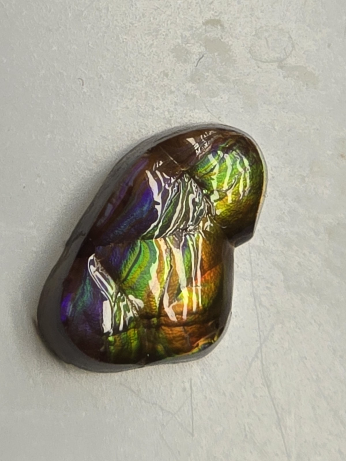 Dancing Rainbow Fire Agate Gem 6.7 Ct Original Hand Carved Natural Arizona Gem