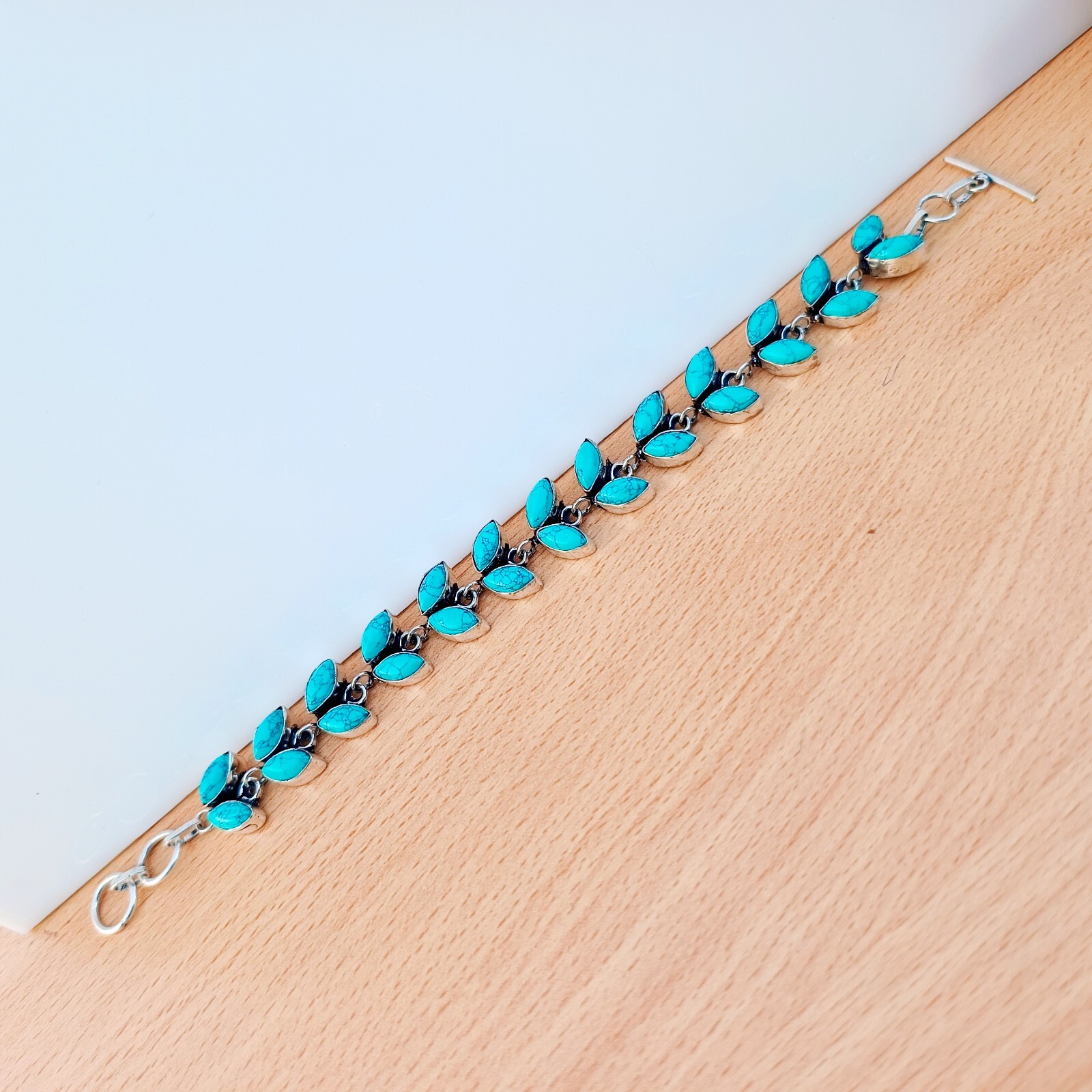 Turquoise Gemstone Bracelet Sterling Silver Bracelet Handmade Bracelet Jewelry