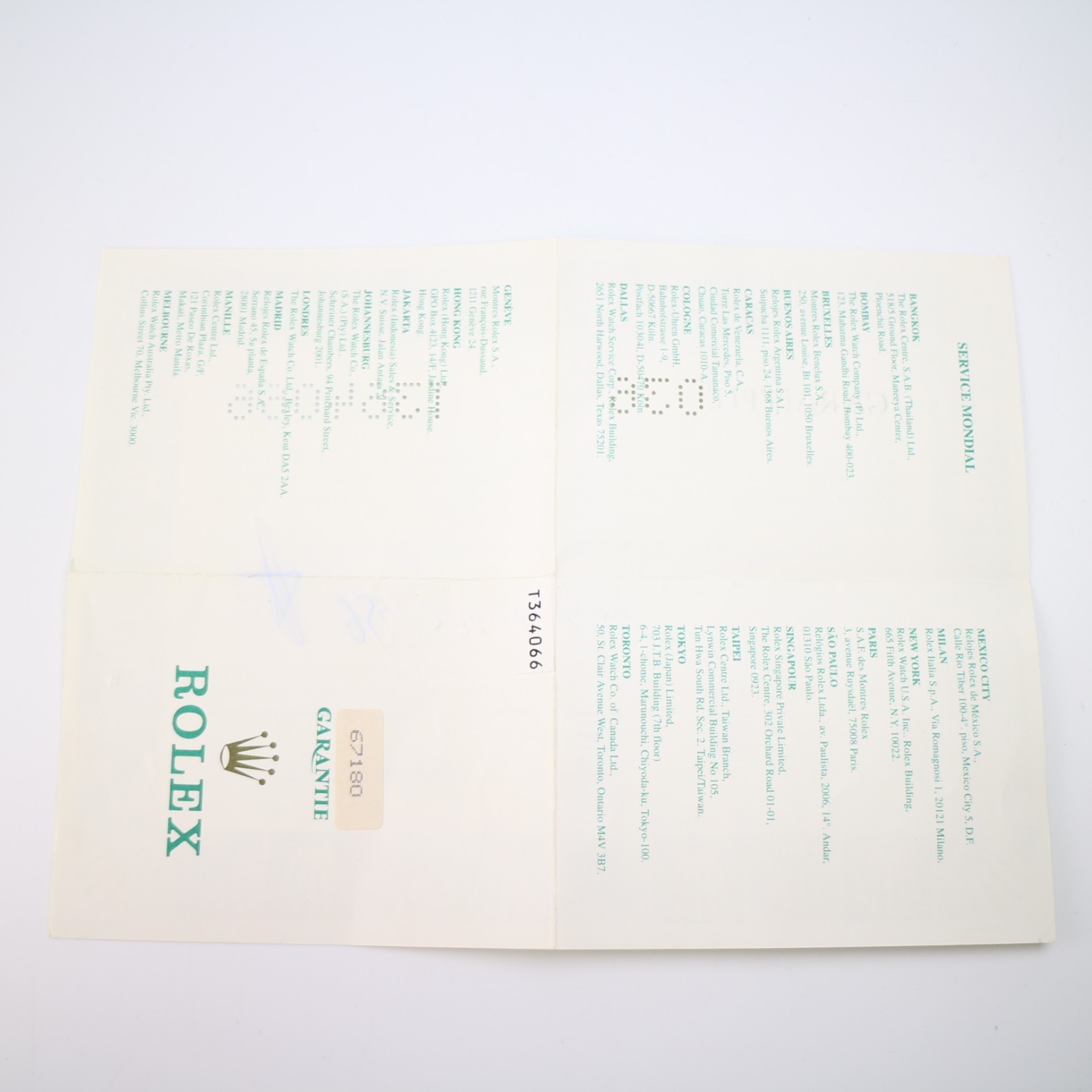 ROLEX 67180 Oyster Perpetual Paper Genuine r71126025