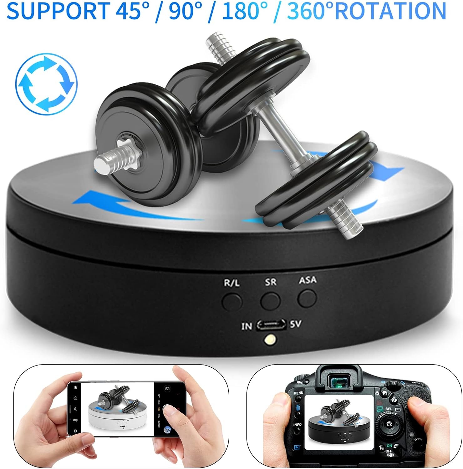 360° Electric Motorized Rotating Display Stand Jewelry Photography Show Holder