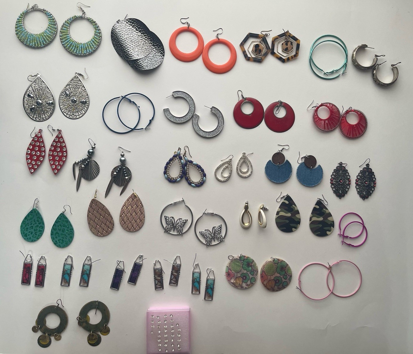 EARRINGS LOT DANGLE DROP HOOP STUD