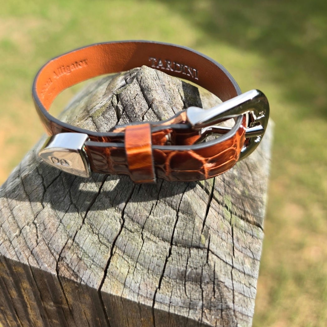 Tardini Genuine Alligator Leather Buckle Bracelet NIB