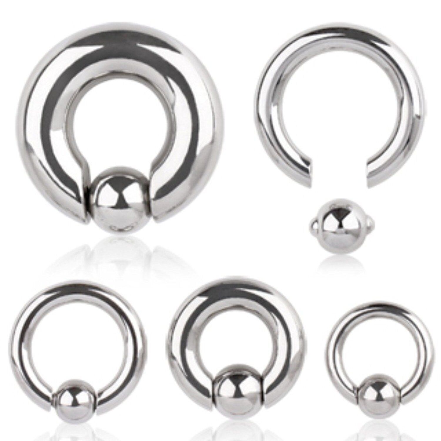 Captive Bead Ring Body Jewelry BCR Spring Action Bead Surgical Steel 2G-00G