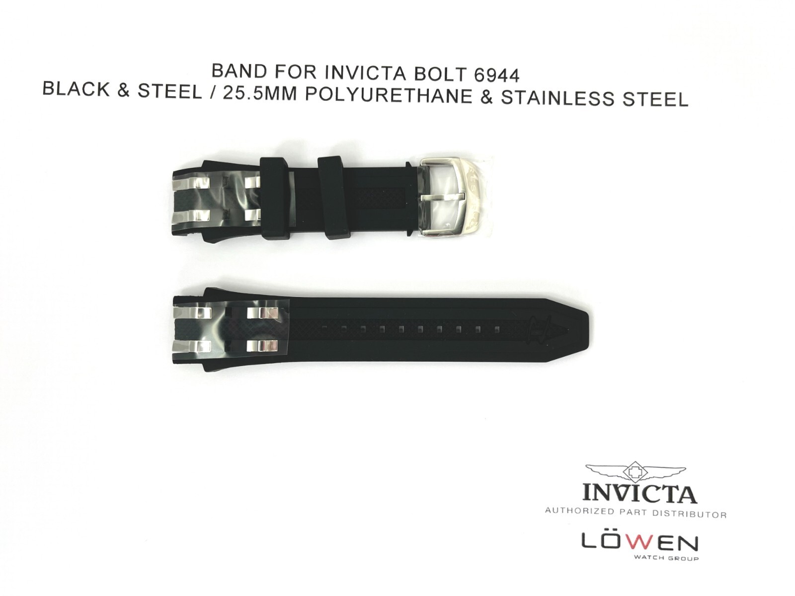 Authentic Invicta Lady Bolt 6944 Black Polyurethane 25.5MM Watch Band