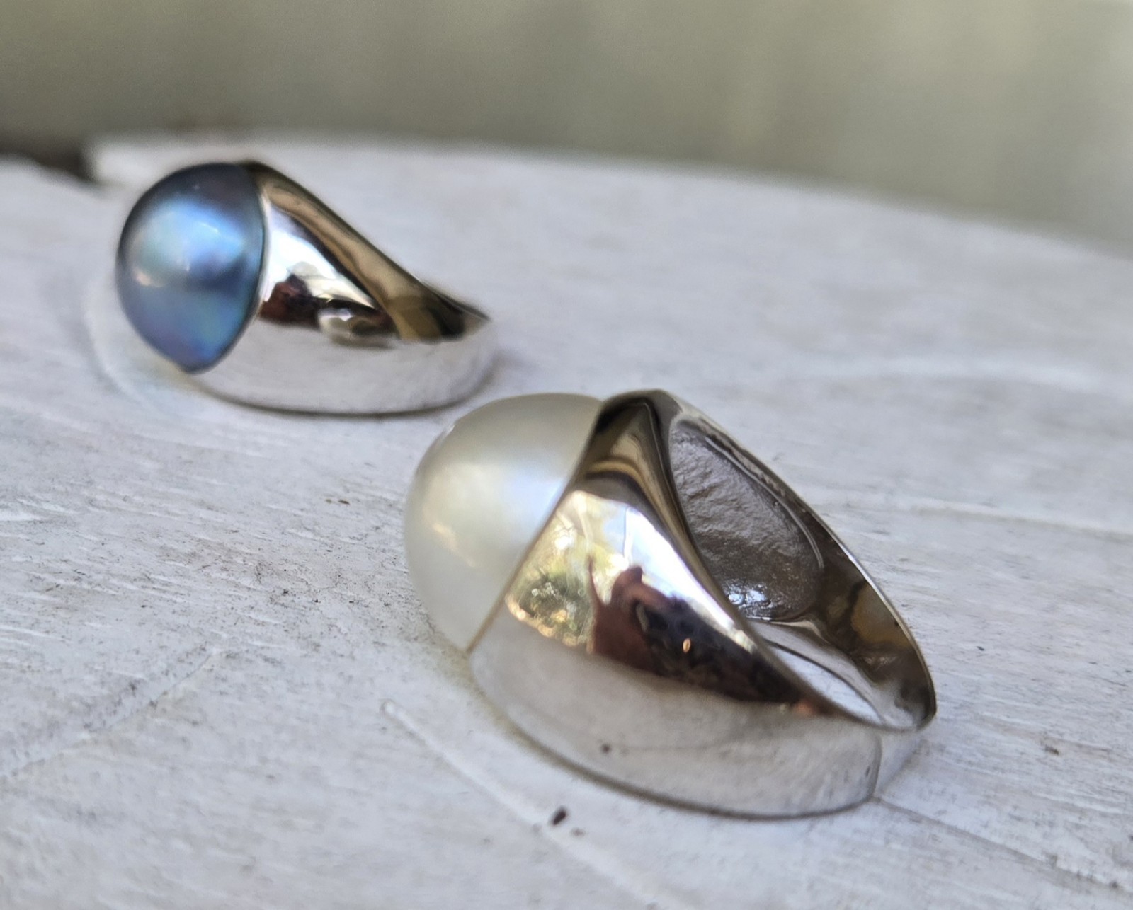 13mm Mabe Pearl Sterling Silver Ring