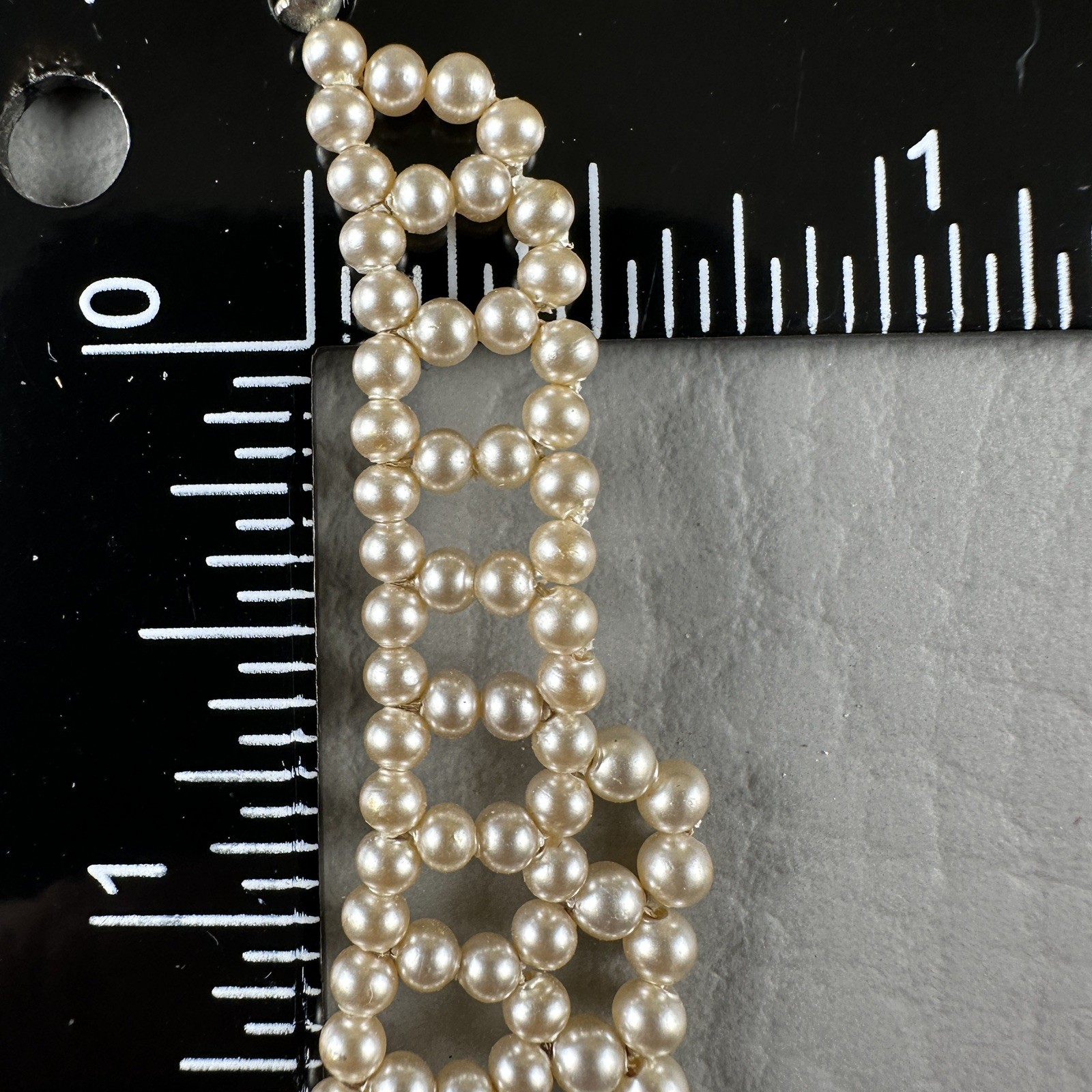 Vintage Beaded Necklace Bib Collar Choker Cream 13″