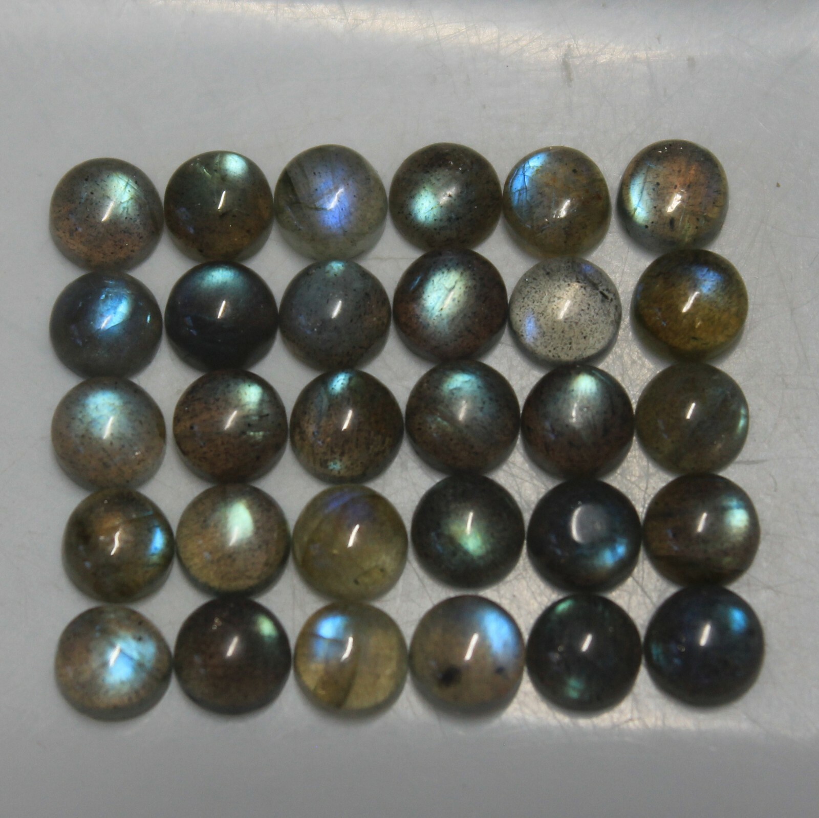 Labradorite 3mm, 4mm, 5mm, 6mm, 7mm, 8mm, 10mm Flat Back Round Cabochon Gem(s)