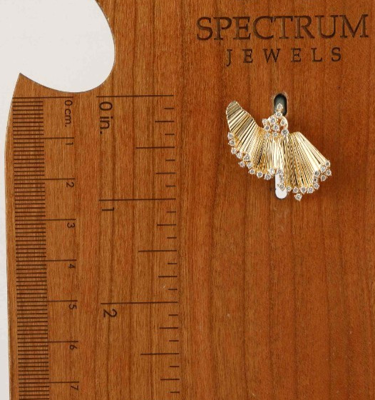0.98 Ct Natural SI/H Diamond Fan Jacket Earrings Birthday Gift 18k Yellow Gold