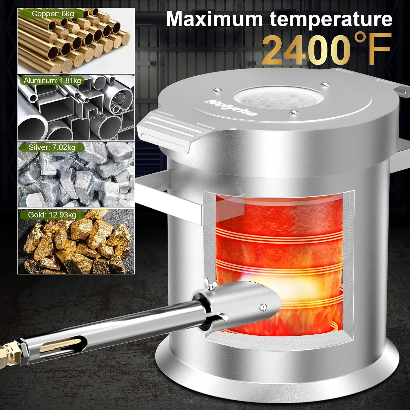 Nelyrho 6KG Propane Furnace for Melting Gold, Silver & Copper Metals