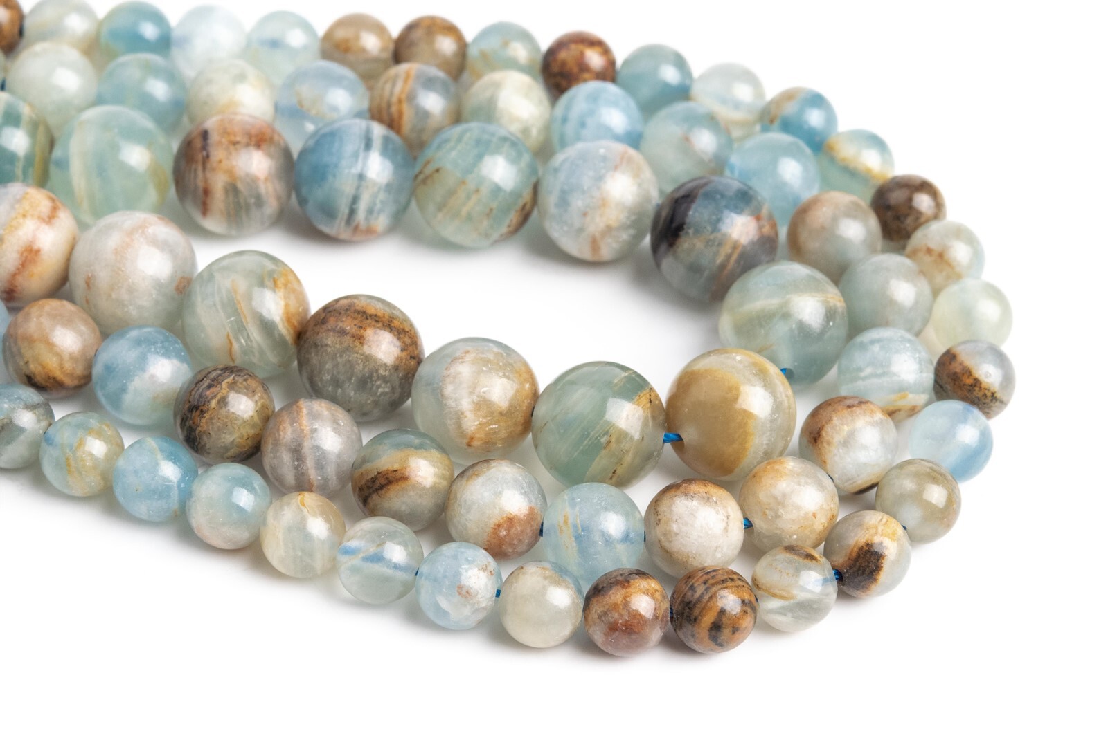 Natural Lemurian Aquatine Calcite Blue Onyx AA Round Beads 6/7/8/9/10/11MM