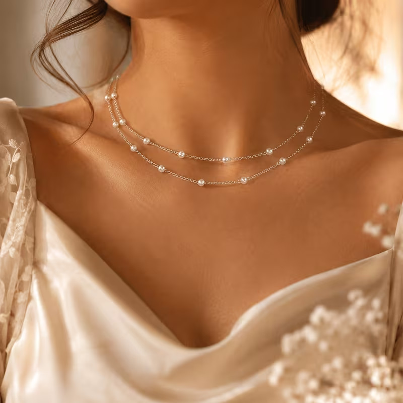 Renaissance Gothic-inspired 2 pcs Multi-Layer Imitation Pearl Patchwork 3025