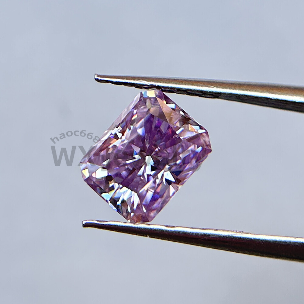 Excellent Purple Color VVS1 Radiant Cut Moissanite Loose Gemstones Certificate
