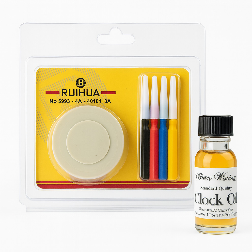 Horace Whitlock Clock Oil & 4-Piece Oiler Set w/ 3-Hole Cup – Clock Repair Tool
