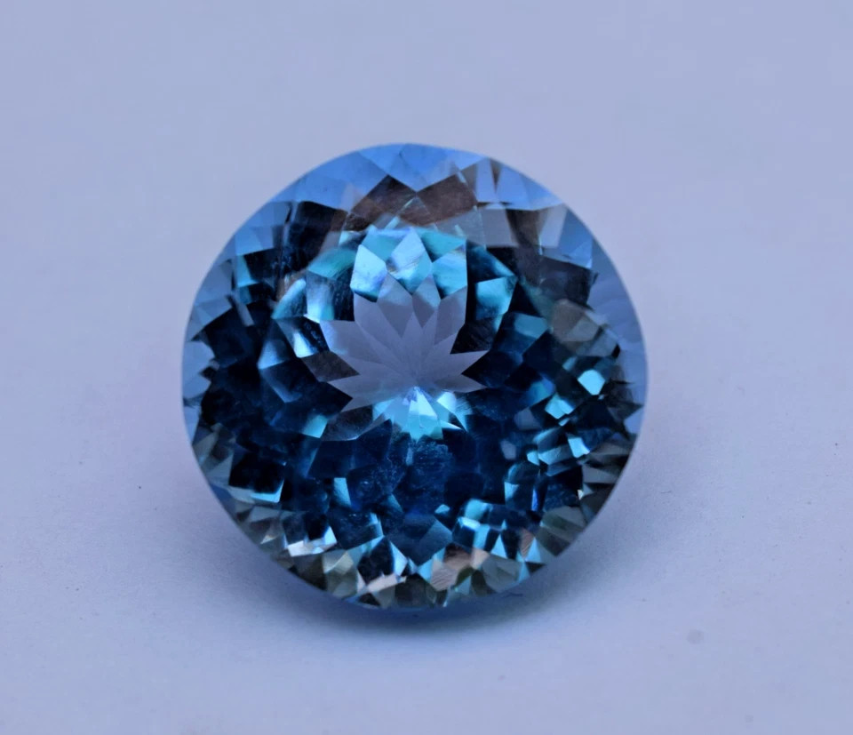 25 Ct Natural Santa Maria Blue Aquamarine Round Cut Certified Loose Gemstone