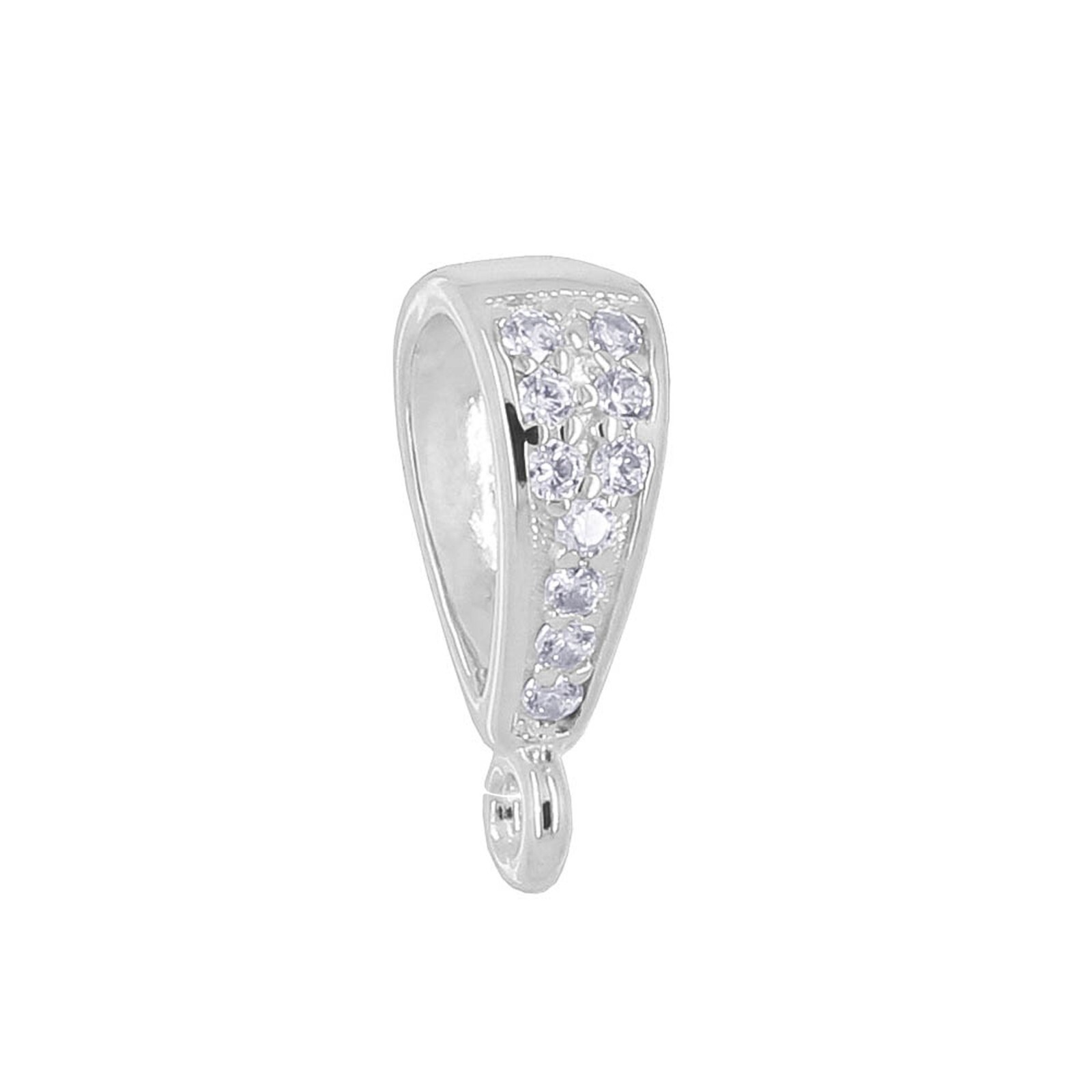 Sterling Silver CZ Pendant Connector Bail Clasp with Open Loop #51772